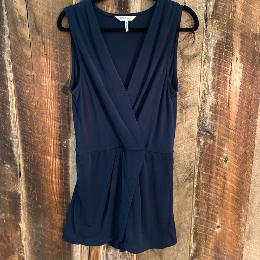 BCBG Navy Wrap Romper